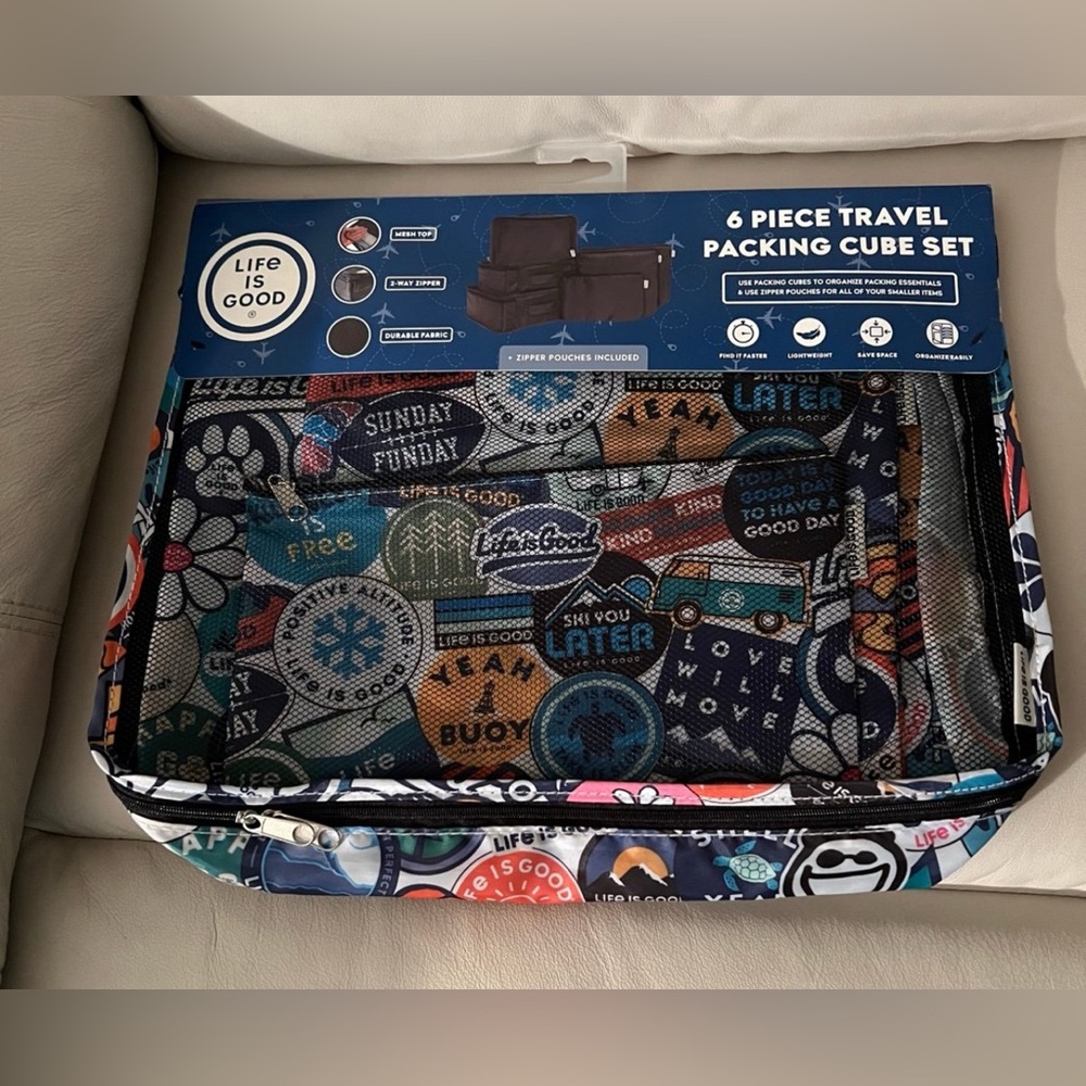 LIFE IS GOOD | 6 PIECE TRAVEL PACKING CUBE SET